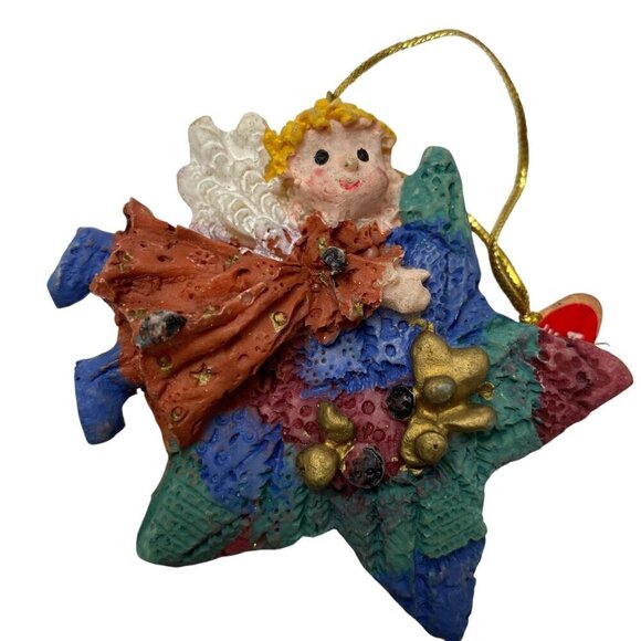 Santas and Angels on Stars and Moons Christmas Ornaments 6 Pieces 2.5" - Picture 4 of 10